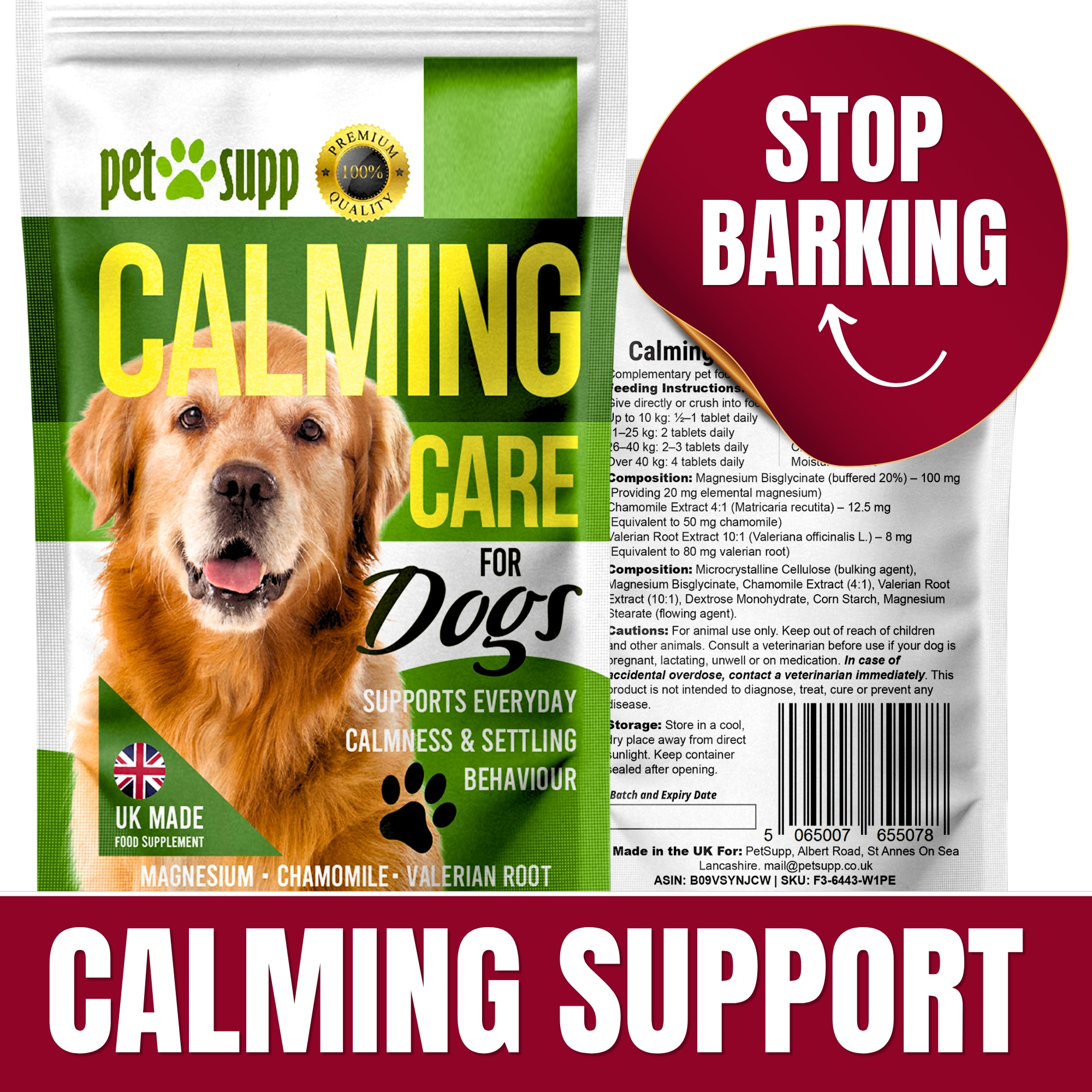 Dog Calming Tablets Senior Dogs Urinary Support Supplement