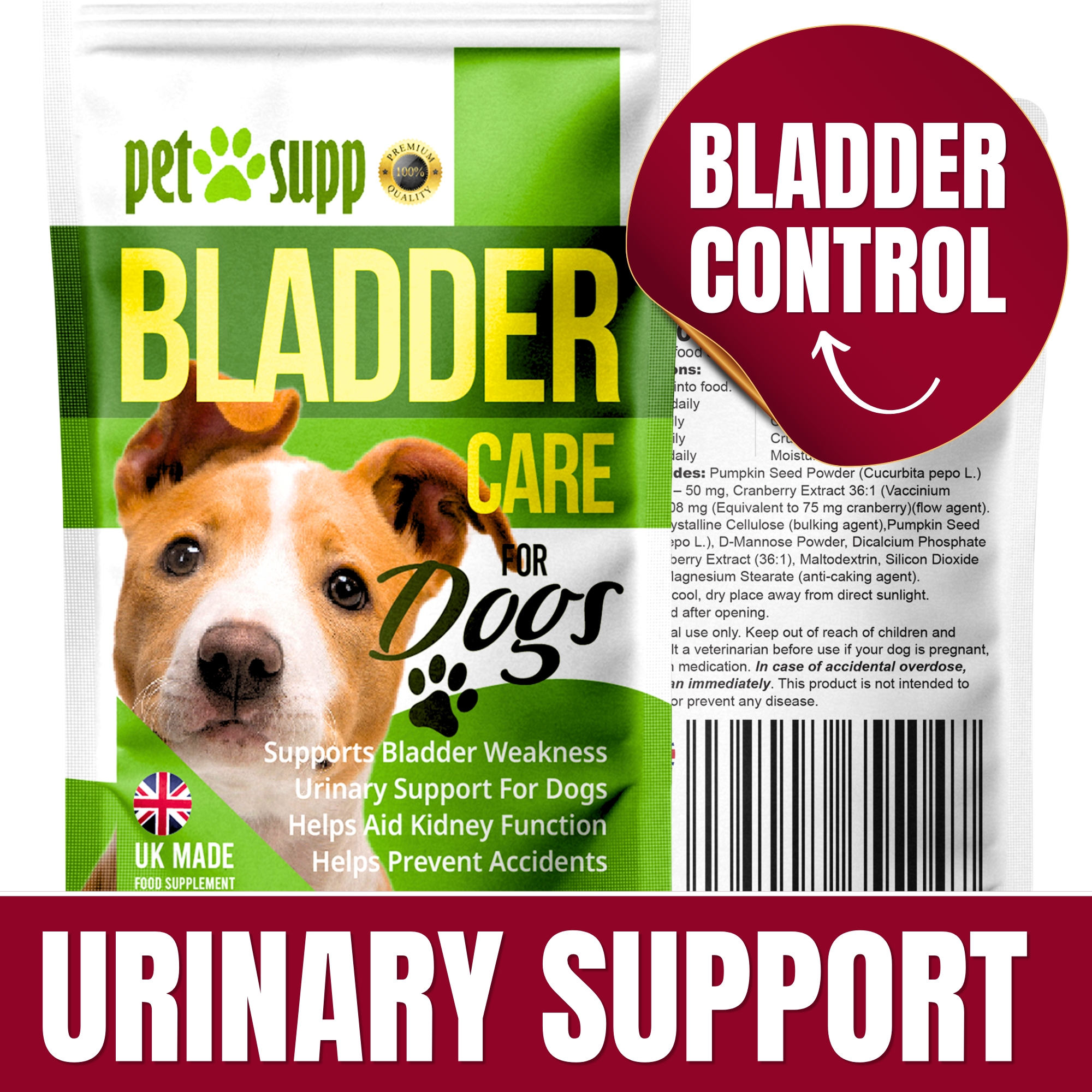 Dog Bladder Control Tablets Senior Dogs Urinary Support Supplement