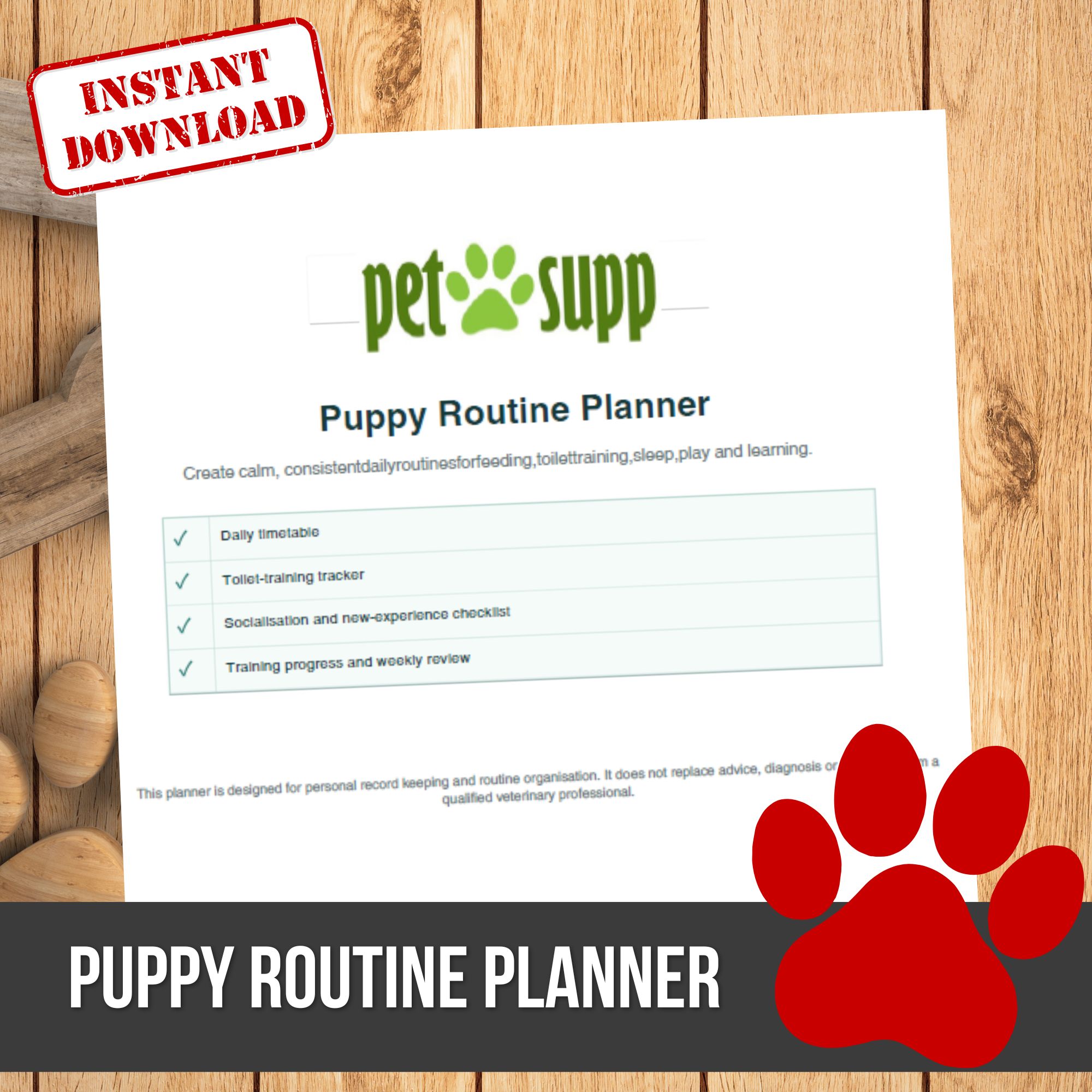 dog puppy routine planner