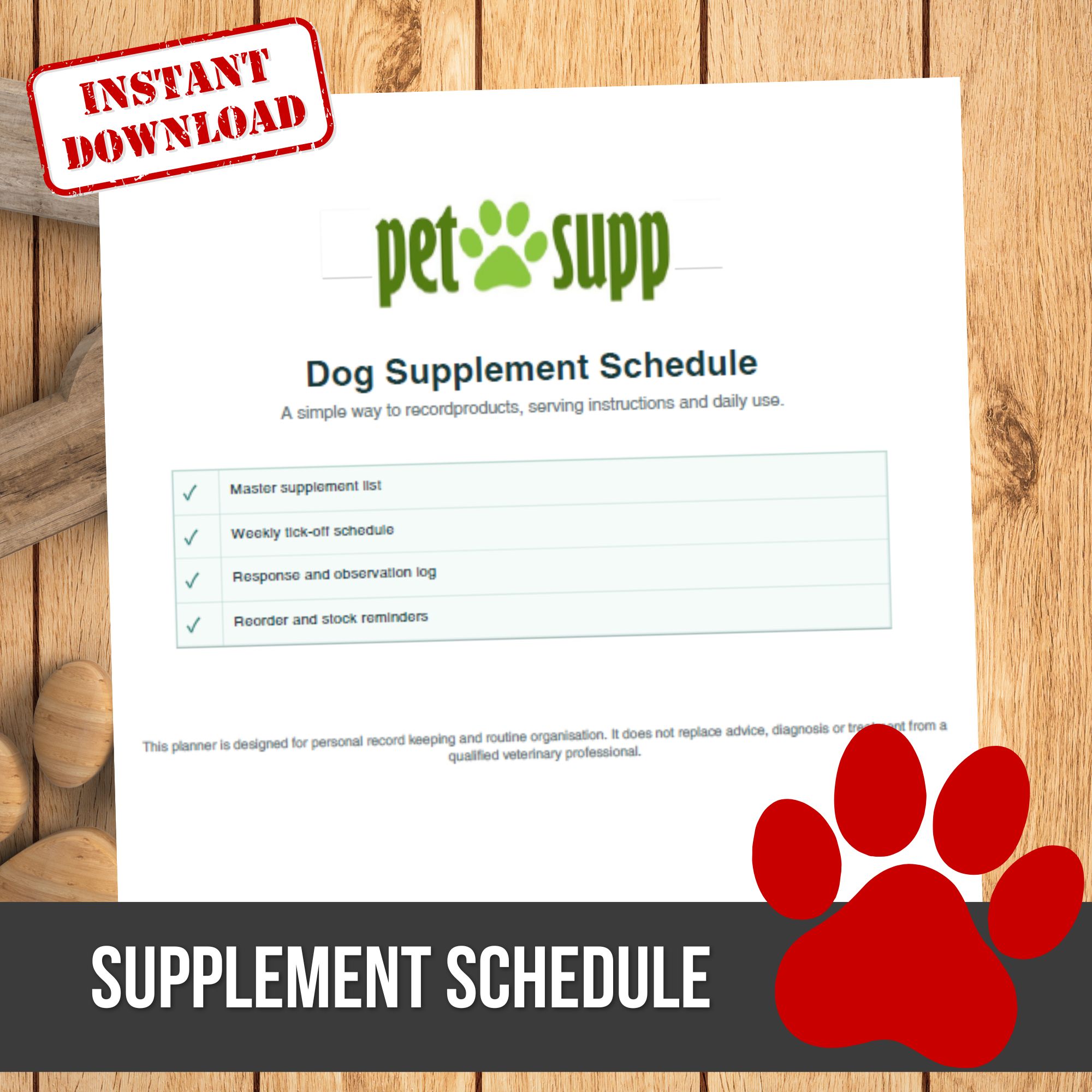 dog supplement schedule